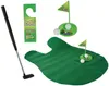 A toilet golf game set is displayed on a white background, including a putter, a putting mat, two miniature golf holes with flags, and a 'Do Not Disturb' sign. Anteprima dell’immagine prodotto