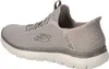 Side view of a gray Skechers slip-on shoe. Podgląd zdjęcia produktu