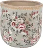 Clayre & Eef Doniczka Ø 17x16 cm Szare ceramiczne kwiaty Podgląd zdjęcia produktu 1