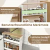 A split image showing a kitchen cart with shelves and jars, and a close-up of the cart's features. Voir les images du produit