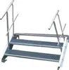 A three-step metal staircase with handrails on both sides, presented against a white background. Produktbild-Vorschau