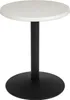 A round white tabletop with a black pedestal base and stem. Náhľad obrázku produktu