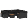11-tlg. Garten-Sofagarnitur mit Kissen Schwarz Poly Rattan Produktbild-Vorschau 2