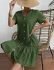 ASKSA Damen Sommerkleid Button Down Leinenkleid Strandkleid Produktbild-Vorschau 4