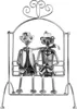 A metal sculpture of a couple sitting on a swing. Anteprima dell’immagine prodotto