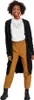 A woman is posing in a studio setting, wearing a black cardigan over a white top and brown pants. Produktbild-Vorschau
