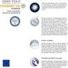 This image displays various certifications and feature descriptions related to a down product, likely a pillow or comforter. It includes OEKO-TEX certification, a PZH (National Institute of Hygiene) mark, and descriptions of down quality, mite protection,  Produktbild-Vorschau