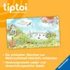 An open book with illustrations of a fairy tale scene, set against an orange background with the brand logo and slogan. Anteprima dell’immagine prodotto