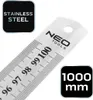 A close-up of a stainless steel ruler with measurement markings and branding. Podgląd zdjęcia produktu