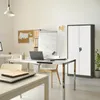 An office scene with a desk, chairs, a whiteboard, and a filing cabinet. Voir les images du produit