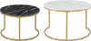 Two round coffee tables with marble-look tops and gold metal frames, presented against a white background. Náhled obrázku produktu