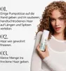A woman is holding a hair product and instructions are displayed next to her. Voir les images du produit