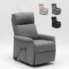 A grey electric recliner chair with a lift assist feature is shown against a white background. Several other chairs in different colors are visible in the background. Produktbild-Vorschau