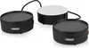 Three black electric griddles with white tops are arranged on a white background. Produktbild-Vorschau