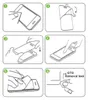 A six-panel diagram illustrating the steps for applying a screen protector to a smartphone. Produktbild-Vorschau
