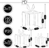 Diagram showing three sizes of illuminated gift box decorations with dimensions and specifications. Podgląd zdjęcia produktu