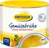 A can of vegetable broth with a picture of soup and vegetables. Produktbild-Vorschau