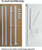 Two different versions of a sliding curtain assembly kit are shown, with parts laid out for each. Produktbild-Vorschau