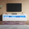 SONNI Lowboard Armoires TV Blanc brillant avec éclairage Voir les images du produit 2