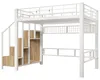 Platzsparendes Hochbett 140x200cm Metall Weiß mit Produktbild-Vorschau 11