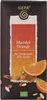 A chocolate bar wrapper with almonds and orange slices depicted. Produktbild-Vorschau