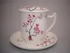 Teetasse mit Teesieb CHERRY BLOSSOM 380ml weiß rosa Produktbild-Vorschau 1