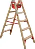 A wooden stepladder with a red tool tray. Produktbild-Vorschau