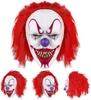 Gruselige Halloween-Clown-Maske mit rotem Haar, Vollkopf, Produktbild-Vorschau 6