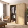 Kleiderschrank Eiche Craft mit Schubladen Schiebetüren 180 Produktbild-Vorschau 1