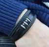 Schwarzes Lederarmband mit Stahlelementen, 21 cm Produktbild-Vorschau 8