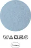 The image shows a light blue fabric swatch with laundry care symbols below it. Produktbild-Vorschau
