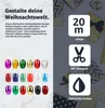 A collage of product images and marketing text, showcasing gift ribbons in various colors and providing information about their length, DIY suitability, and color options. Produktbild-Vorschau