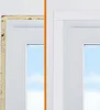 A split image showing the difference between a window frame before and after installation of a self-adhesive trim. Náhľad obrázku produktu