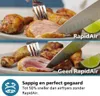 A comparison image showing two plates of cooked chicken, one with the text 'RapidAir' and the other with 'Geen RapidAir', illustrating the difference in cooking results. Below is text describing the benefits of RapidAir technology. Náhľad obrázku produktu