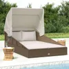 vidaXL Sonnenliege mit Faltdach Braun 200x114x128 cm Poly Produktbild-Vorschau 2