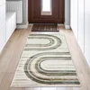 Tapis à poils courts moderne crème beige vert marron motif Voir les images du produit 2