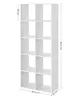 A white cube shelving unit with dimensions indicated by text overlays. Náhled obrázku produktu