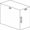 A diagram of a rectangular prism with dimensions labeled. Voir les images du produit