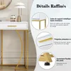 Close-up marketing image of a white console table with gold accents, highlighting its features. Anteprima dell’immagine prodotto
