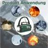 A collage of images showing different disaster scenarios around a central product image of a multi-functional radio. Produktbild-Vorschau