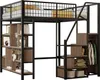 Hochbett, 140x200 cm, Metallbett mit Lattenrost, Regal, Produktbild-Vorschau 6