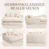 A collage of four images showing a beige sofa from different angles. Náhled obrázku produktu