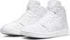 A pair of white Nike Air Jordan 1 Mid sneakers. Produktbild-Vorschau