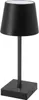 A black table lamp with a square base and a conical shade is shown against a white background. Produktbild-Vorschau