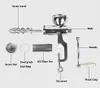 An exploded view of a manual juicer with labels pointing to each component. Produktbild-Vorschau