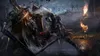Two armored figures engaged in a violent sword fight with blood splattering. Produktbild-Vorschau