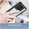 A hand holding a smartphone with a clear case, showcasing the camera module. Produktbild-Vorschau