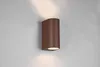 A brown outdoor wall light mounted on a light gray wall. Voir les images du produit