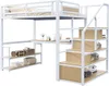 A loft bed with a desk and shelves, shown against a white background. Anteprima dell’immagine prodotto