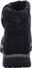 The back view of a black Skechers boot with a knitted cuff. Voir les images du produit